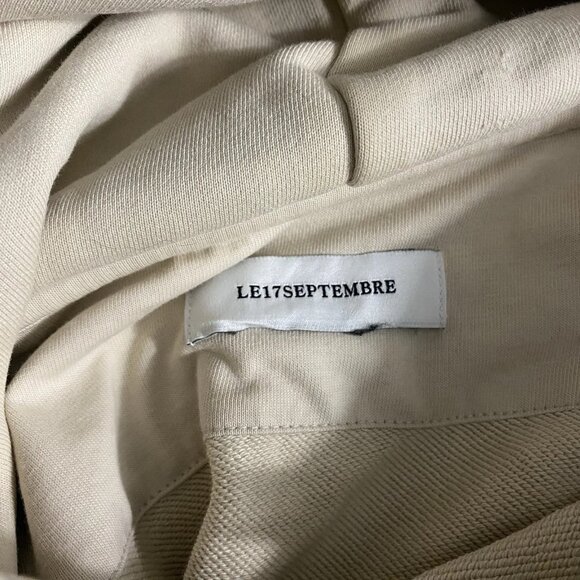 Le 17 Septembre Homme Mens Tan Embroidered Hooded Pullover Sweatshirt Size 46 - Picture 4 of 6